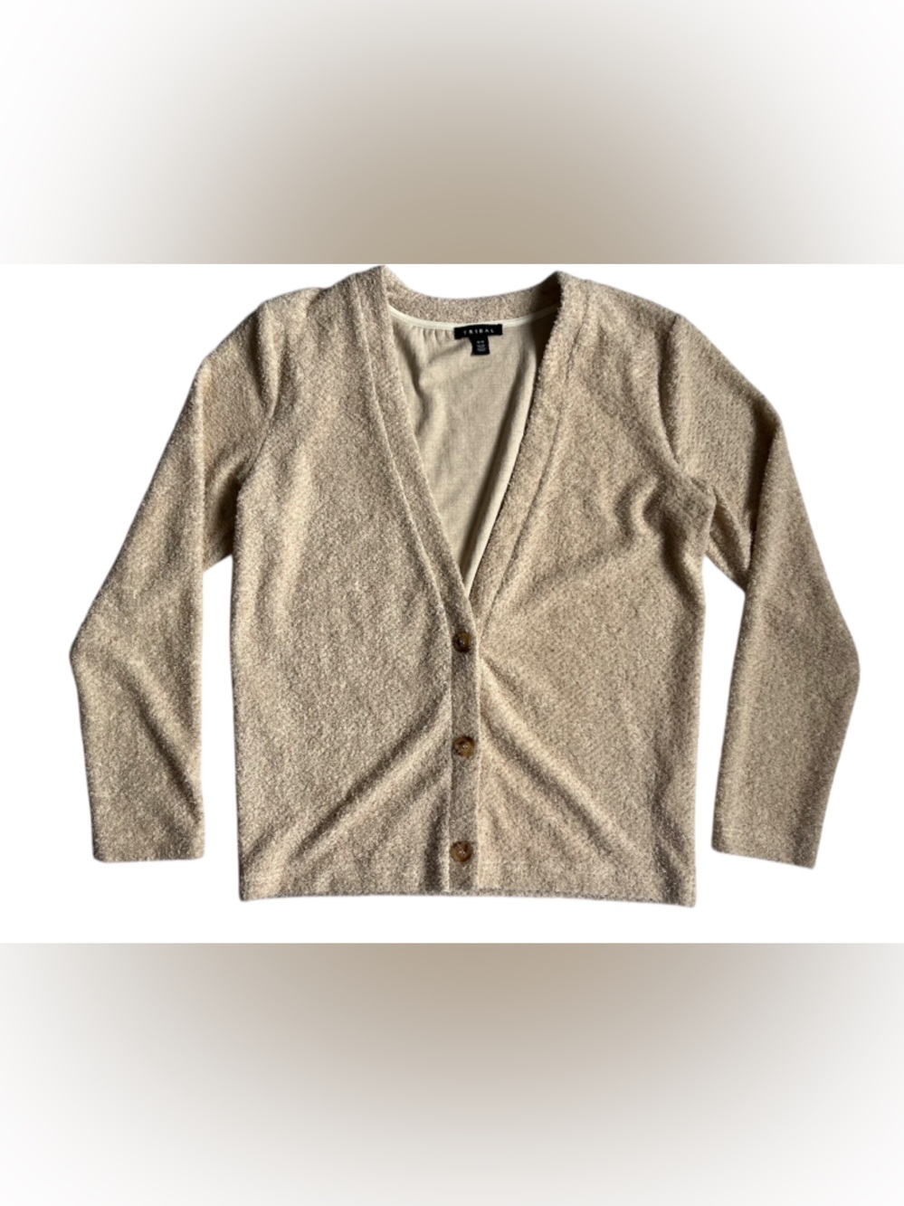 NWOT Tribal Neutral Beige Button V-Neck Cardigan